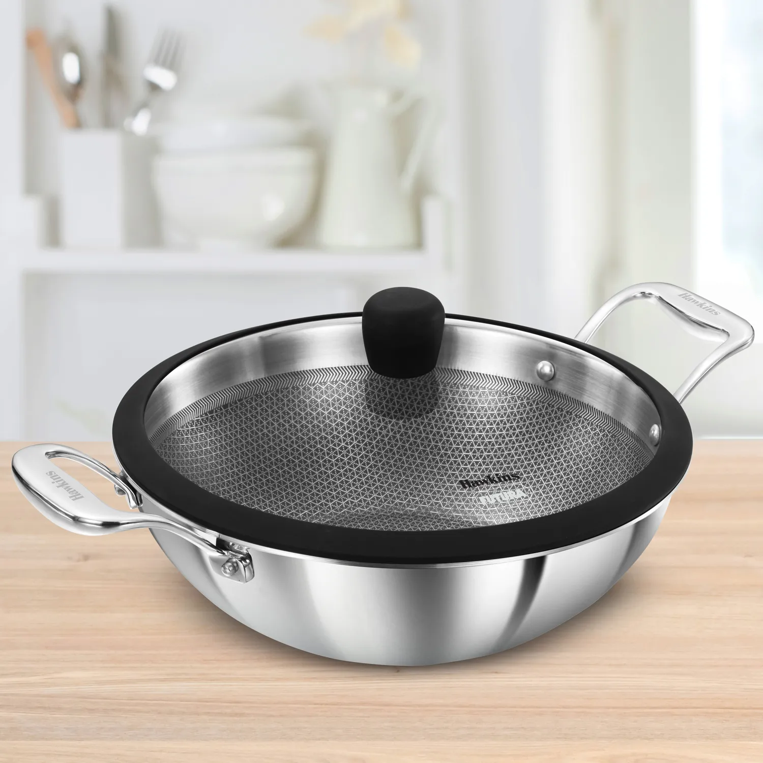 Induction Compatible SS Tri-ply shielded PRO Deep-Fry Pan 3.5 Litre with Glass Lid (PSNK35G)