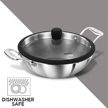 Induction Compatible SS Tri-ply shielded PRO Deep-Fry Pan 3.5 Litre with Glass Lid (PSNK35G) - Image 4