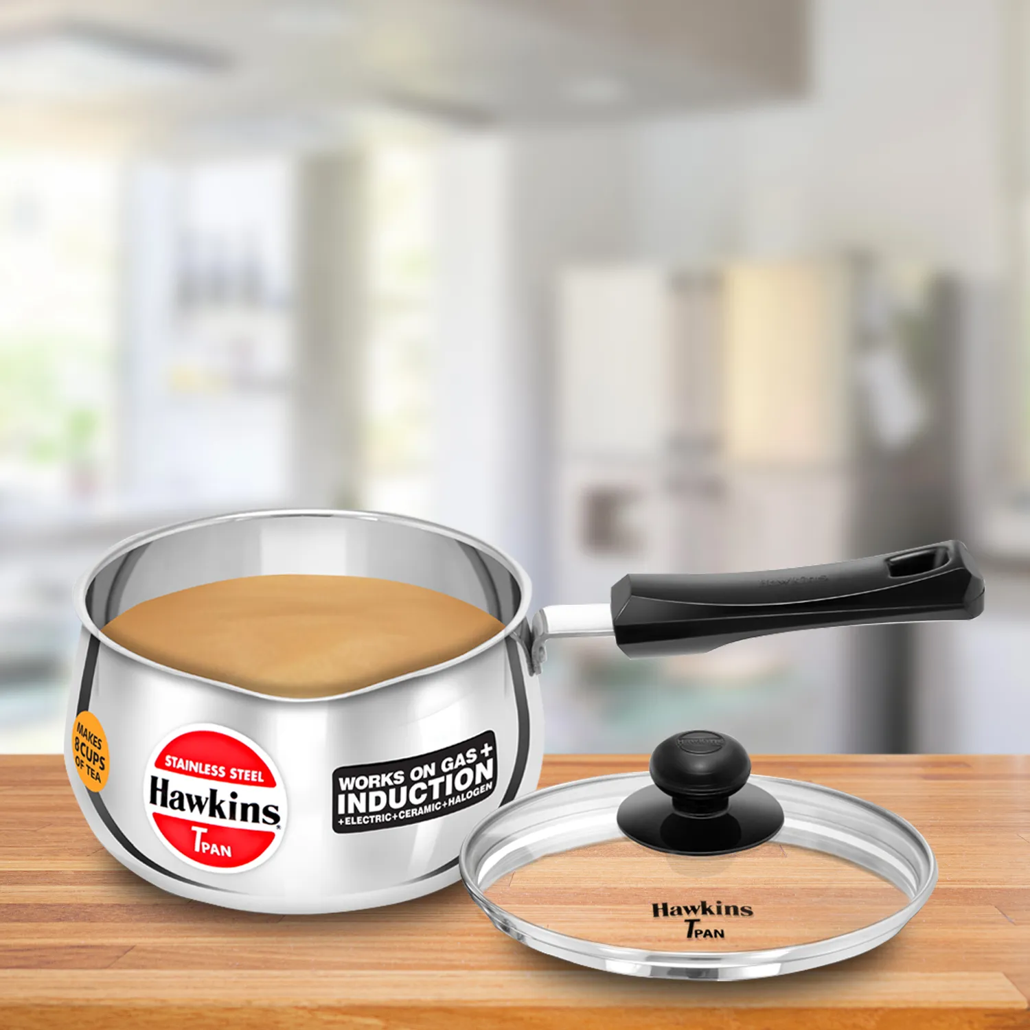 Induction Compatible Stainless SteelTPan 2 Litre with Glass Lid (SST20G)