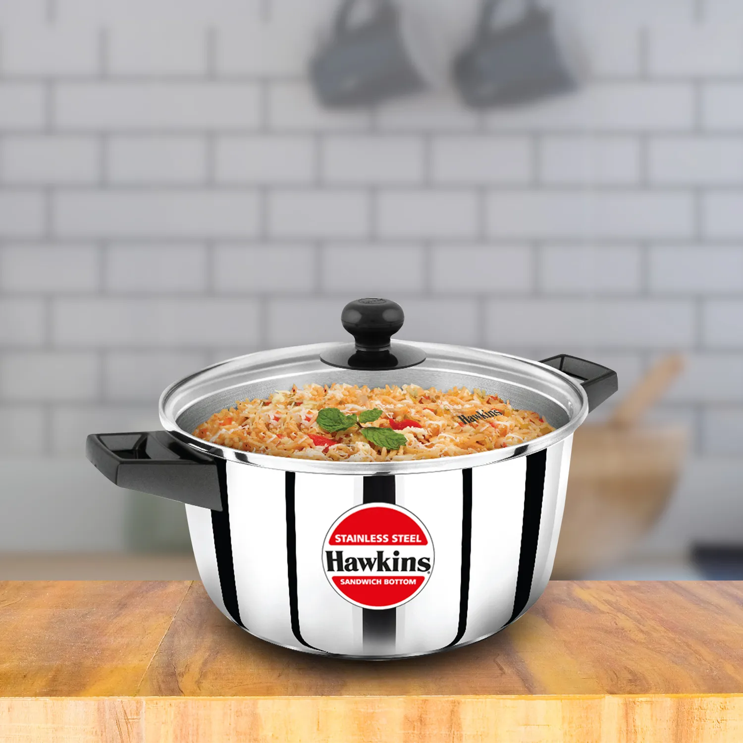Induction Compatible Stainless Steel Cook n Serve Casserole 4 Litre with Glass Lid (SSCB40G)