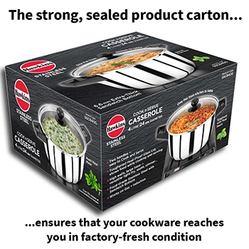 Induction Compatible Stainless Steel Cook n Serve Casserole 4 Litre with Glass Lid (SSCB40G) - Image 6