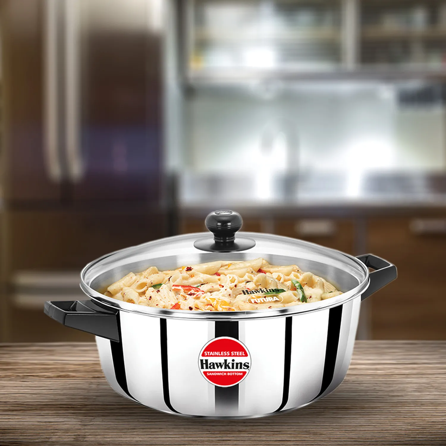 Induction Compatible Stainless Steel Cook n Serve Casserole 5 Litre with Glass Lid (SSCB50G)