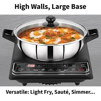 Induction Compatible Stainless Steel Cook n Serve Frying Pan 3 Litre with Glass Lid (SSF3LG) - Image 4