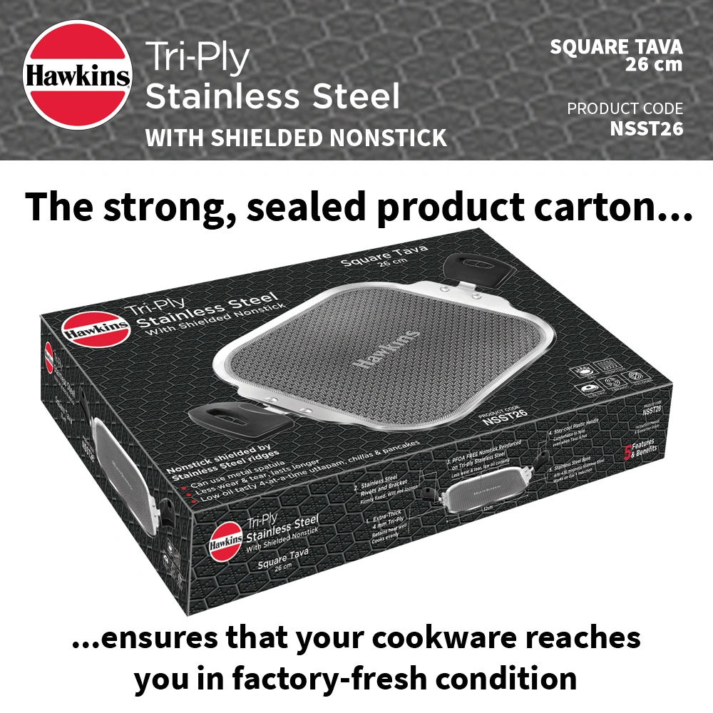 Induction Compatible Triply Shielded Nonstick Square Tava 26 cm (NSST26) - Image 6