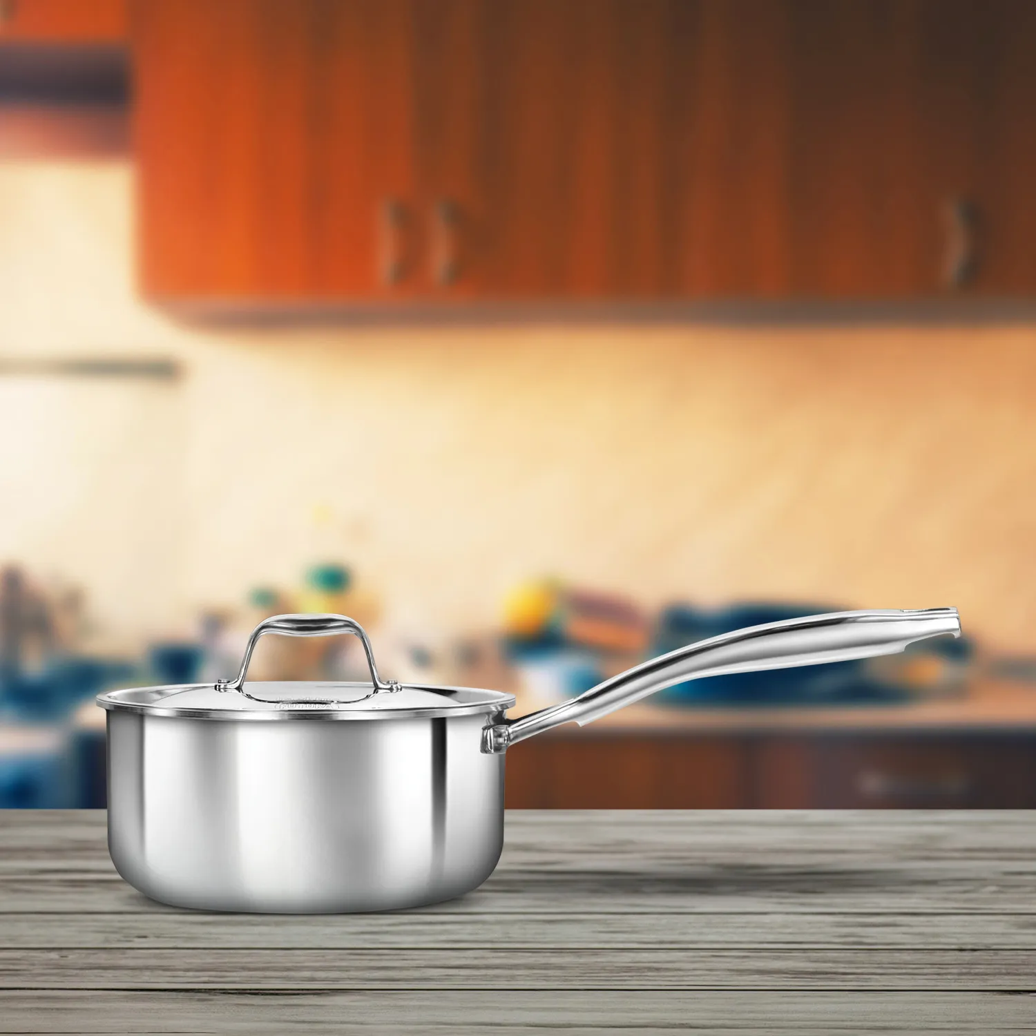 Induction compatible SS Tri-ply PRO Sauce Pan 2.5 Litre with Stainless Steel Lid (PSSP25S)