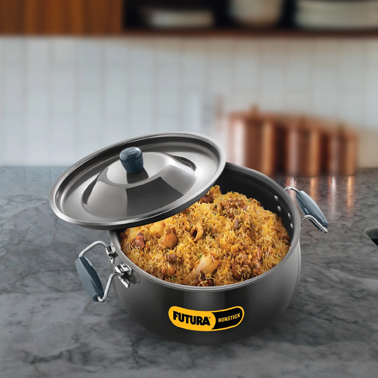 Nonstick Biryani Handi 12 Litre with Hard Anodised Lid (4.06 mm Thick) (NBH12)