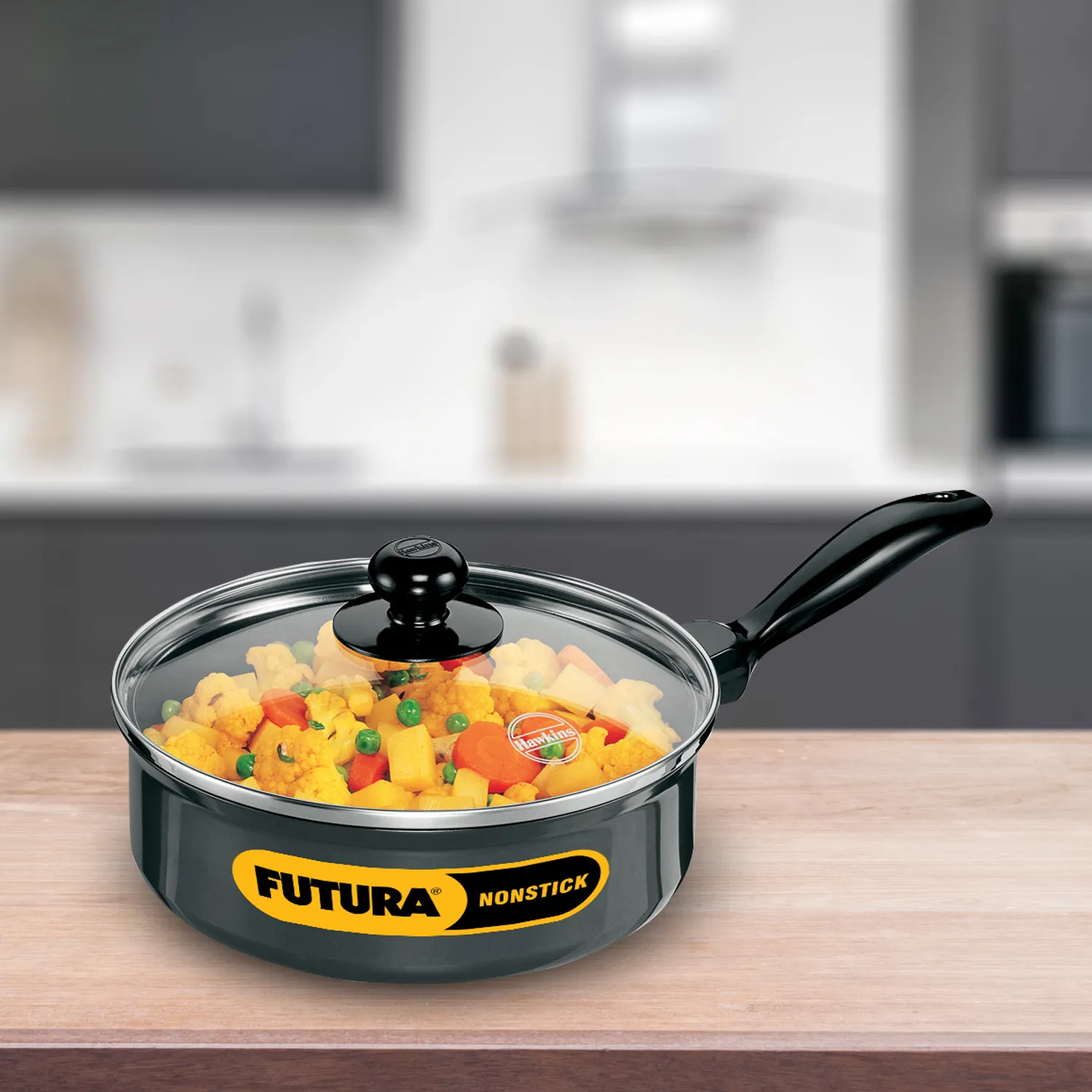 Nonstick Curry Pan (Sauté Pan) 2 Litre with Glass Lid (3.25 mm Thick) (NCP20G)