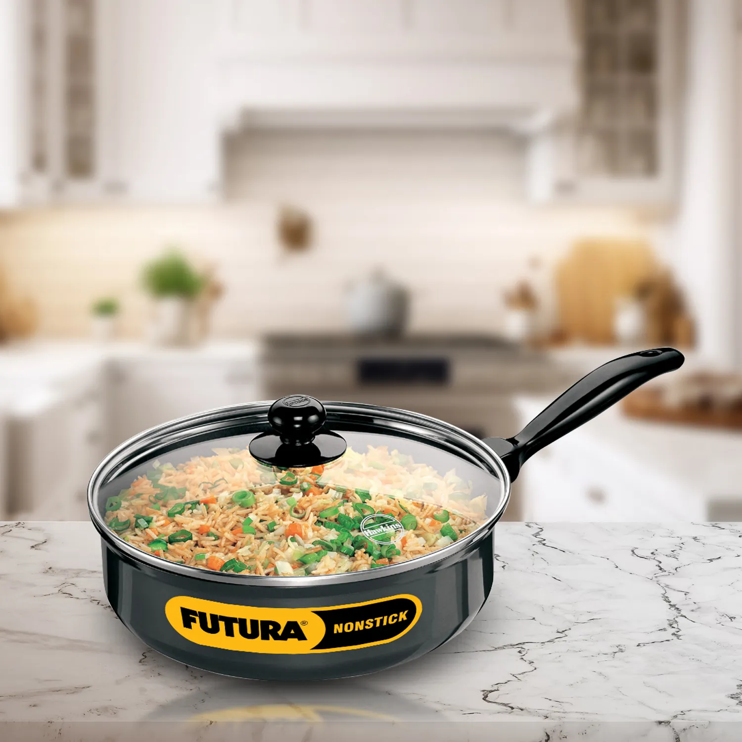 Nonstick Curry Pan (Sauté Pan) 3.25 Litre with Glass Lid (3.25 mm Thick) (NCP325G)