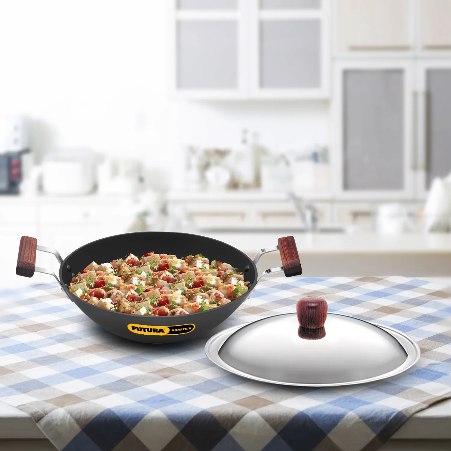 Nonstick Deep-Fry Pan 2.5 Litre with Stainless Steel Lid (Flat Bottom, 4.06 mm Thick) (ND25S)