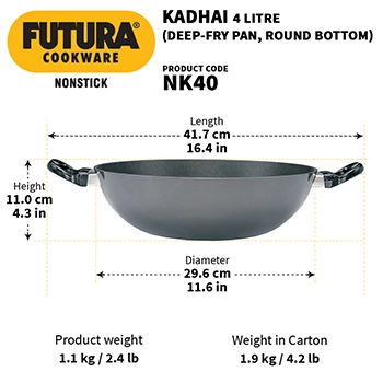 Nonstick Deep-Fry Pan 4 Litre (Round Bottom, 3.25 mm Thick) (NK40) - Image 3