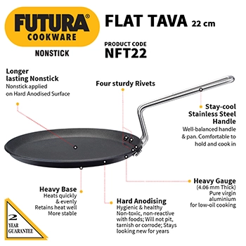 Nonstick Flat Tava 22 cm (4.06 mm Thick) (NFT22) - Image 2