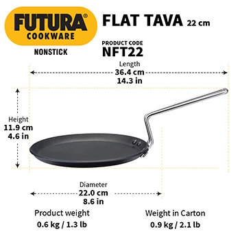 Nonstick Flat Tava 22 cm (4.06 mm Thick) (NFT22) - Image 3