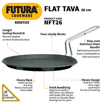 Nonstick Flat Tava 26 cm (4.88 mm Thick) (NFT26) - Image 2