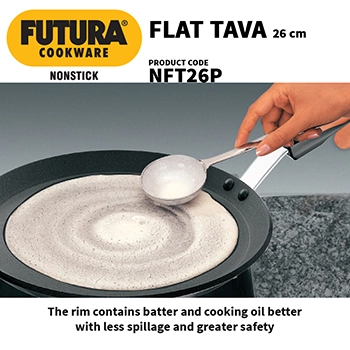 Nonstick Flat Tava 26 cm (Plastic Handle, 4.88 mm Thick) (NFT26P) - Image 4