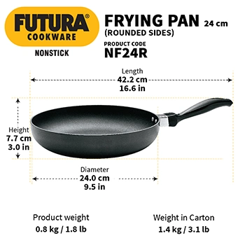 Nonstick Frying Pan 24 cm (Rounded Sides, 3.25 mm Thick) (NF24R) - Image 3