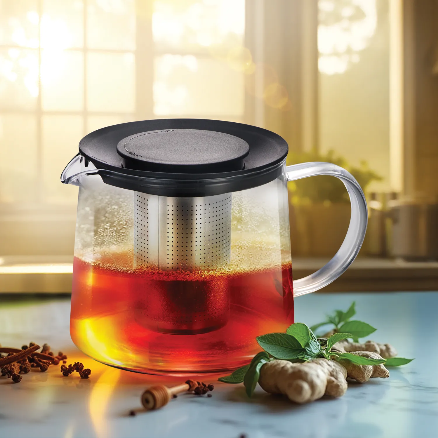Potion Master Jug 1.5 Litre Glass Carafe with PP Plastic Lid (QPP15)