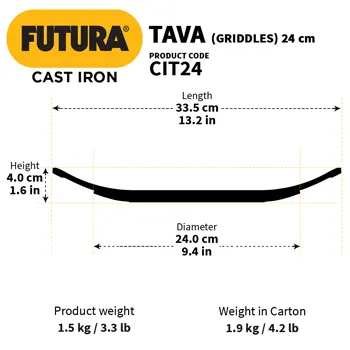 Reinforced Cast Iron Tava 24 cm (CIT24) - Image 3