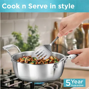 SS Tri-ply PRO Cook n Serve Bowl 3 Litre with Stainless Steel Lid (PSC30S) - Image 2