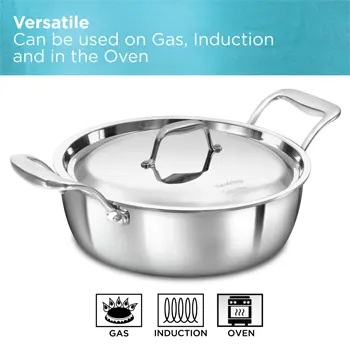 SS Tri-ply PRO Cook n Serve Bowl 3 Litre with Stainless Steel Lid (PSC30S) - Image 5