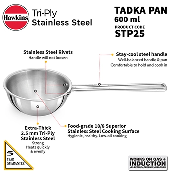 SS Tri-ply Tadka Pan 2.5 Cup (STP25) - Image 3
