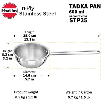 SS Tri-ply Tadka Pan 2.5 Cup (STP25) - Image 4