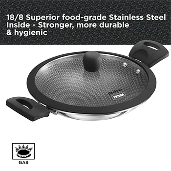 SS Tri-ply with shielded Nonstick Appachatty 1.25 Litre (NSA125G) - Image 5