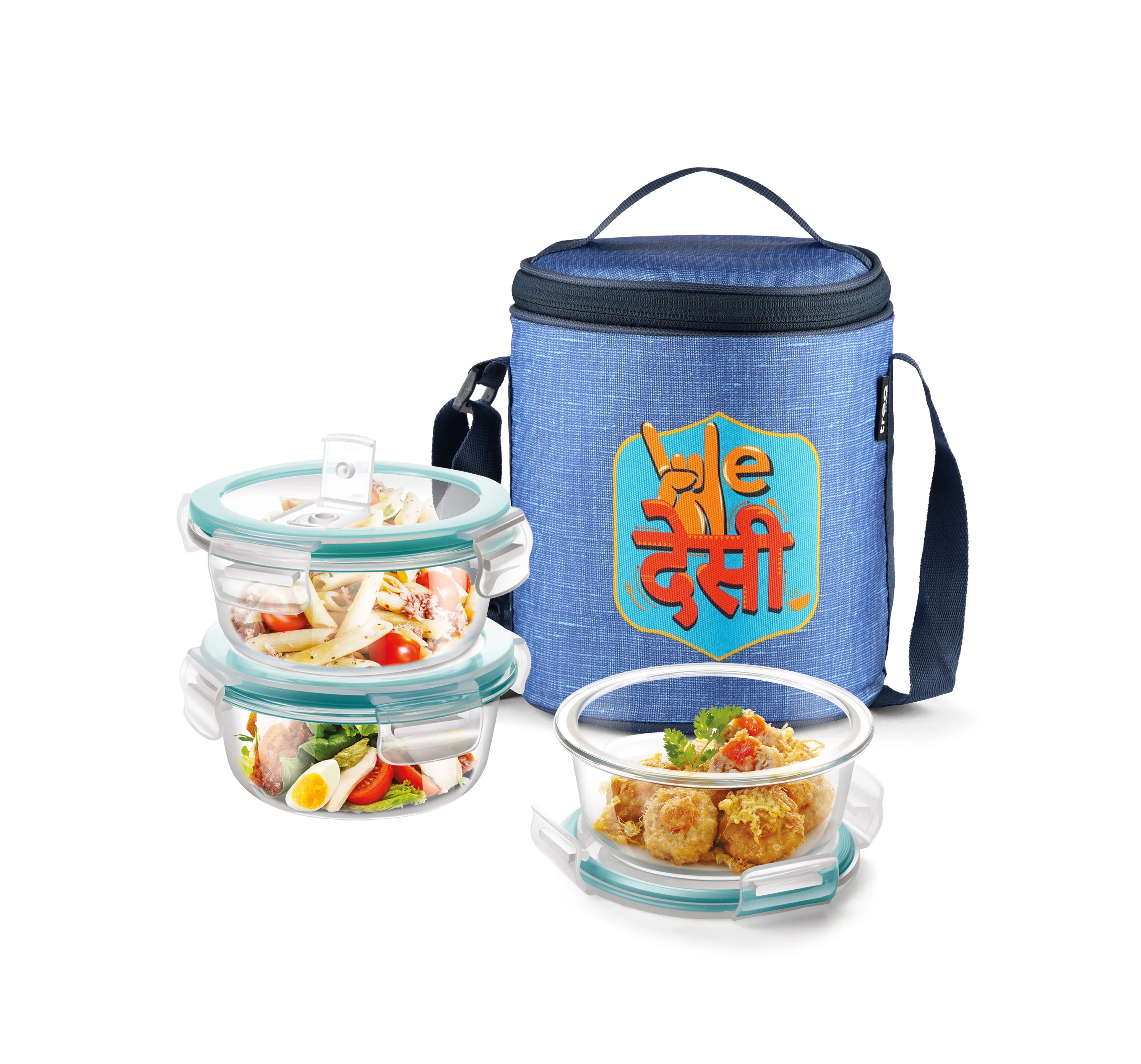 "We Desi" - Glass Tiffin with Printed Jacket (Milton) - Image 6