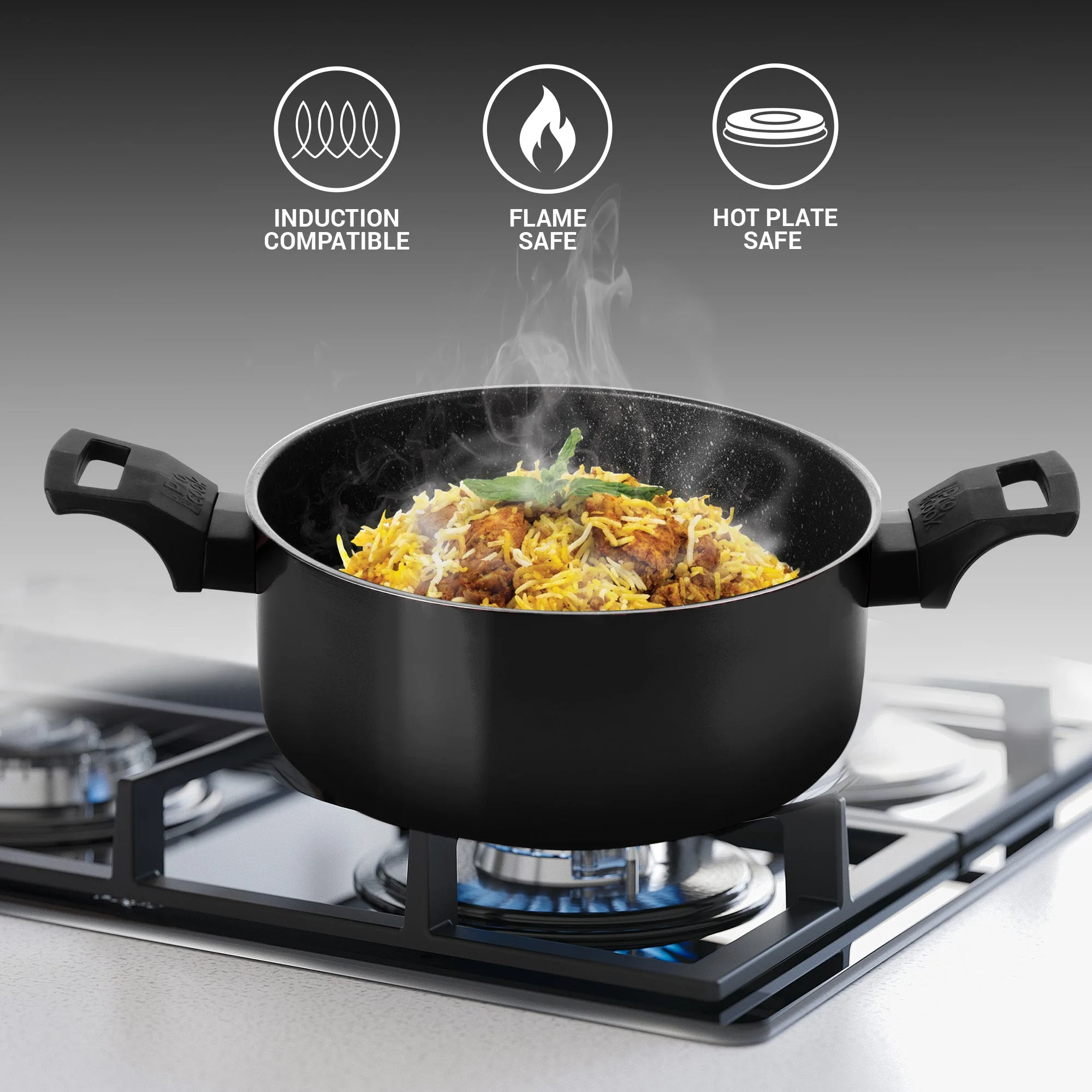 Biryani Pot With Glass Lid Granito Induction (Milton Procook) - Image 2