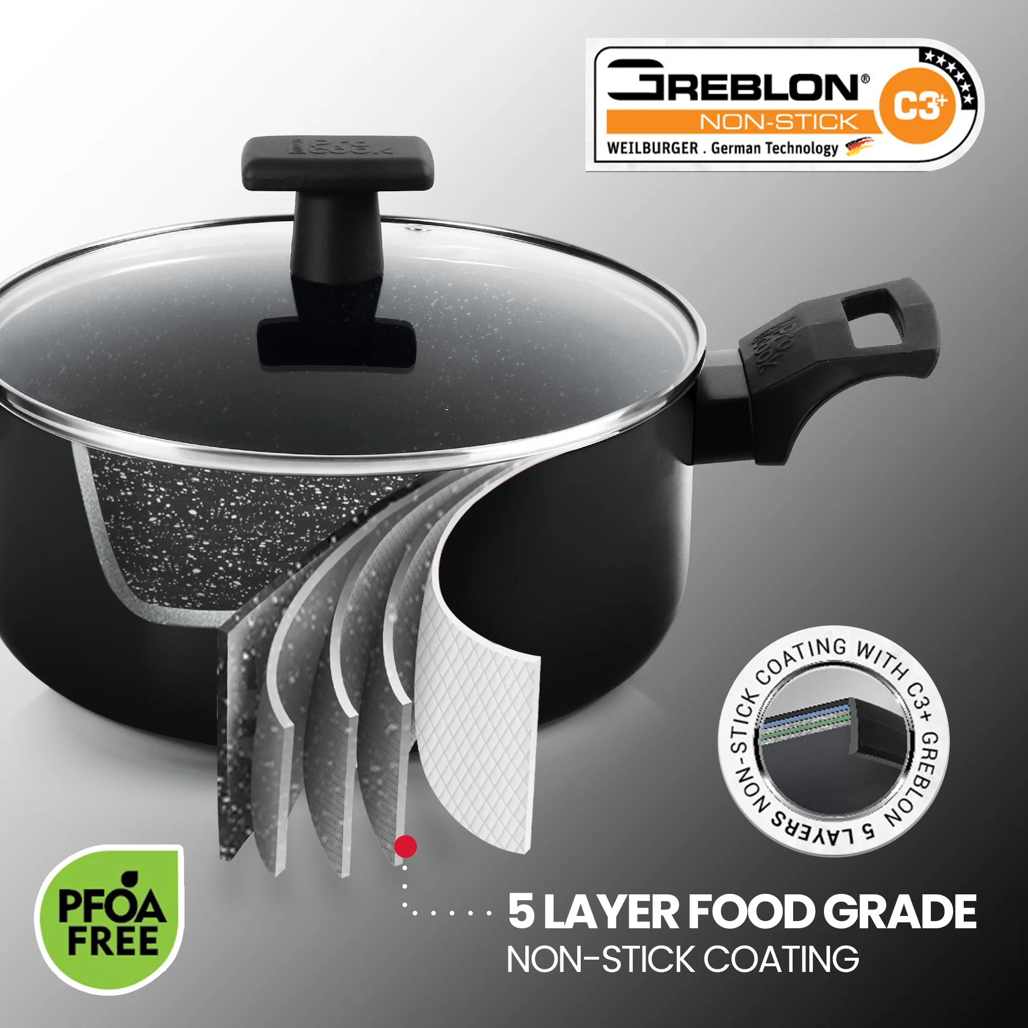 Biryani Pot With Glass Lid Granito Induction (Milton Procook) - Image 4