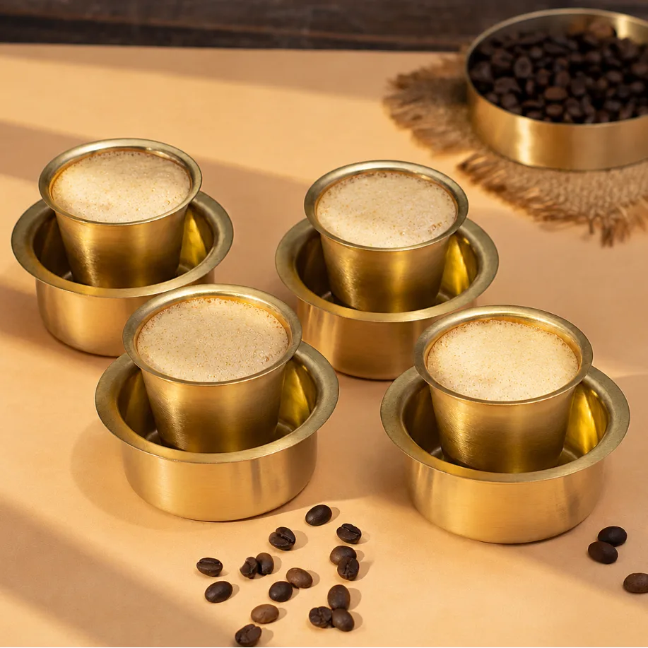 Brass Dabara Tumbler Set of 4 (Milton Concepts) - Image 1