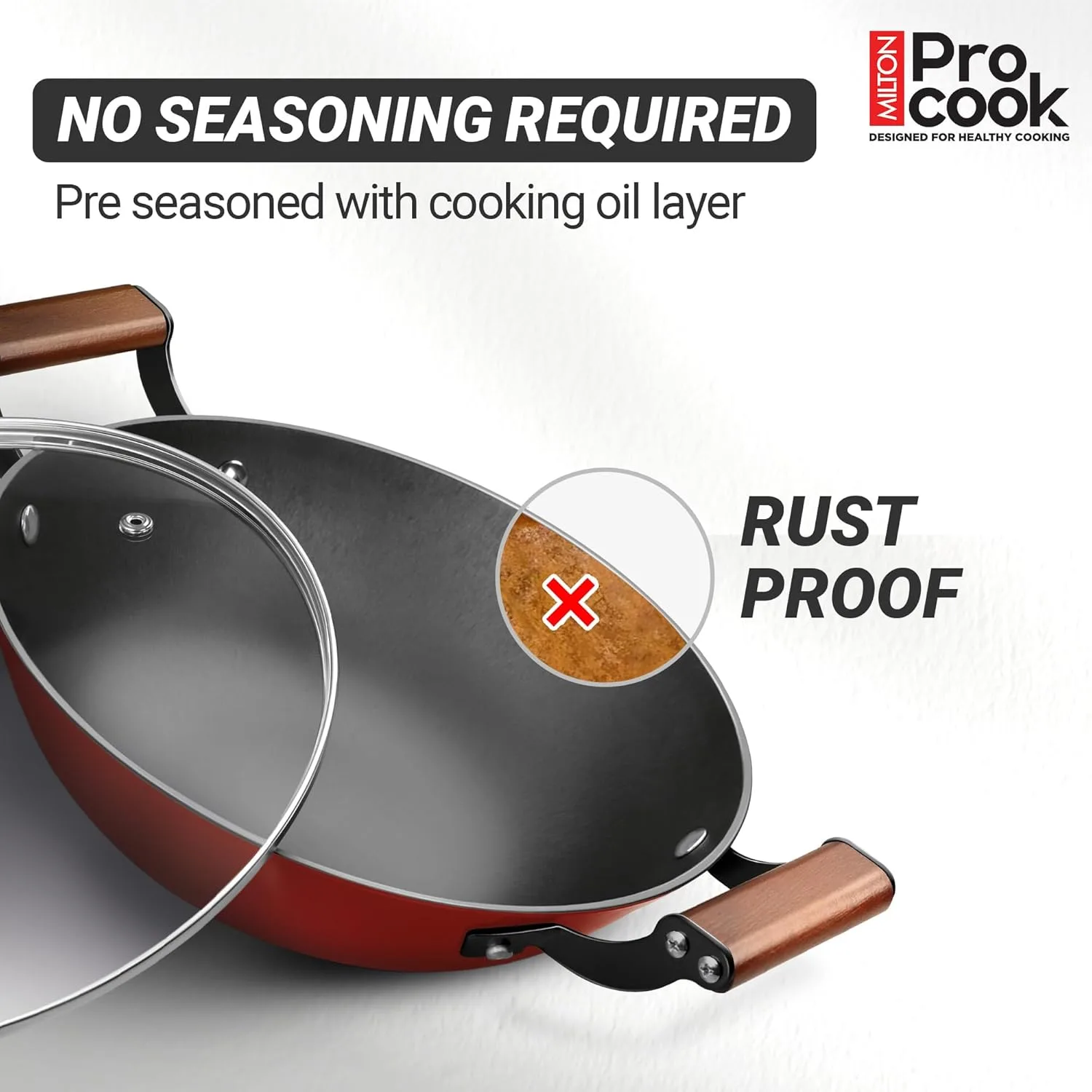 Cast Iron Kadai with Enamel Coating (Milton Procook) - Image 3