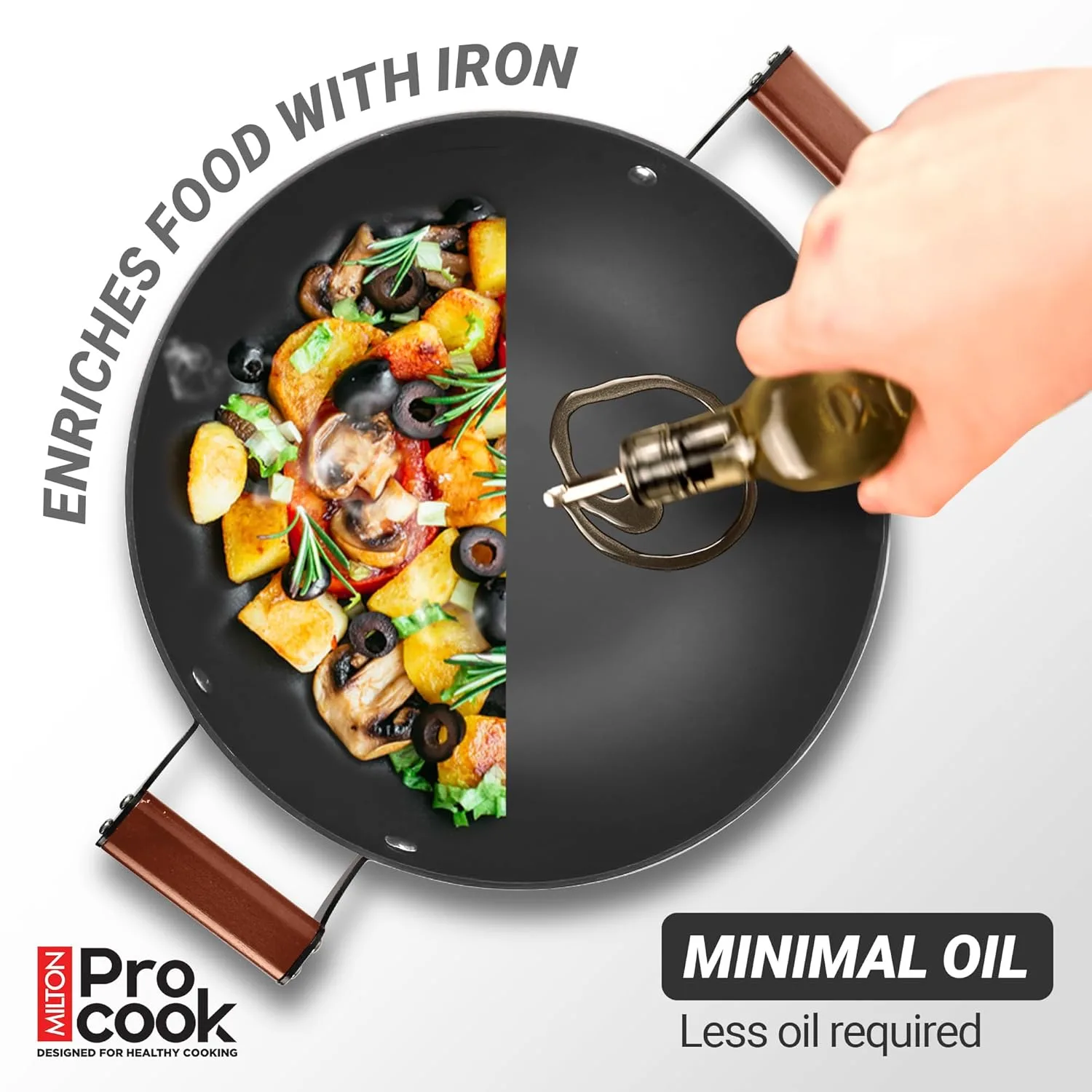 Cast Iron Kadai with Enamel Coating (Milton Procook) - Image 5
