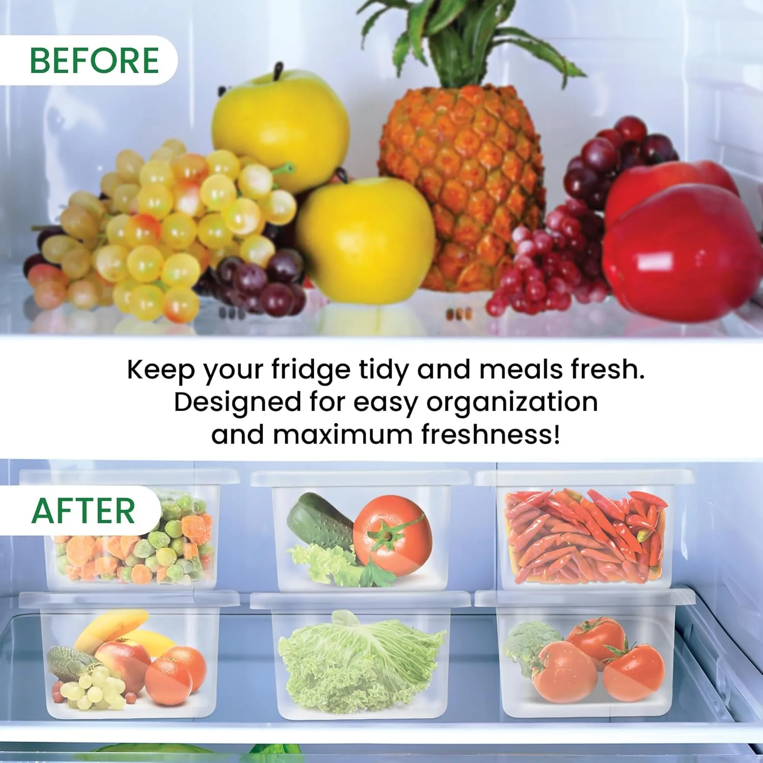 Cryo Fridge Storage Boxes Set of 6 Fridge Organizer Container (Milton) - Image 5