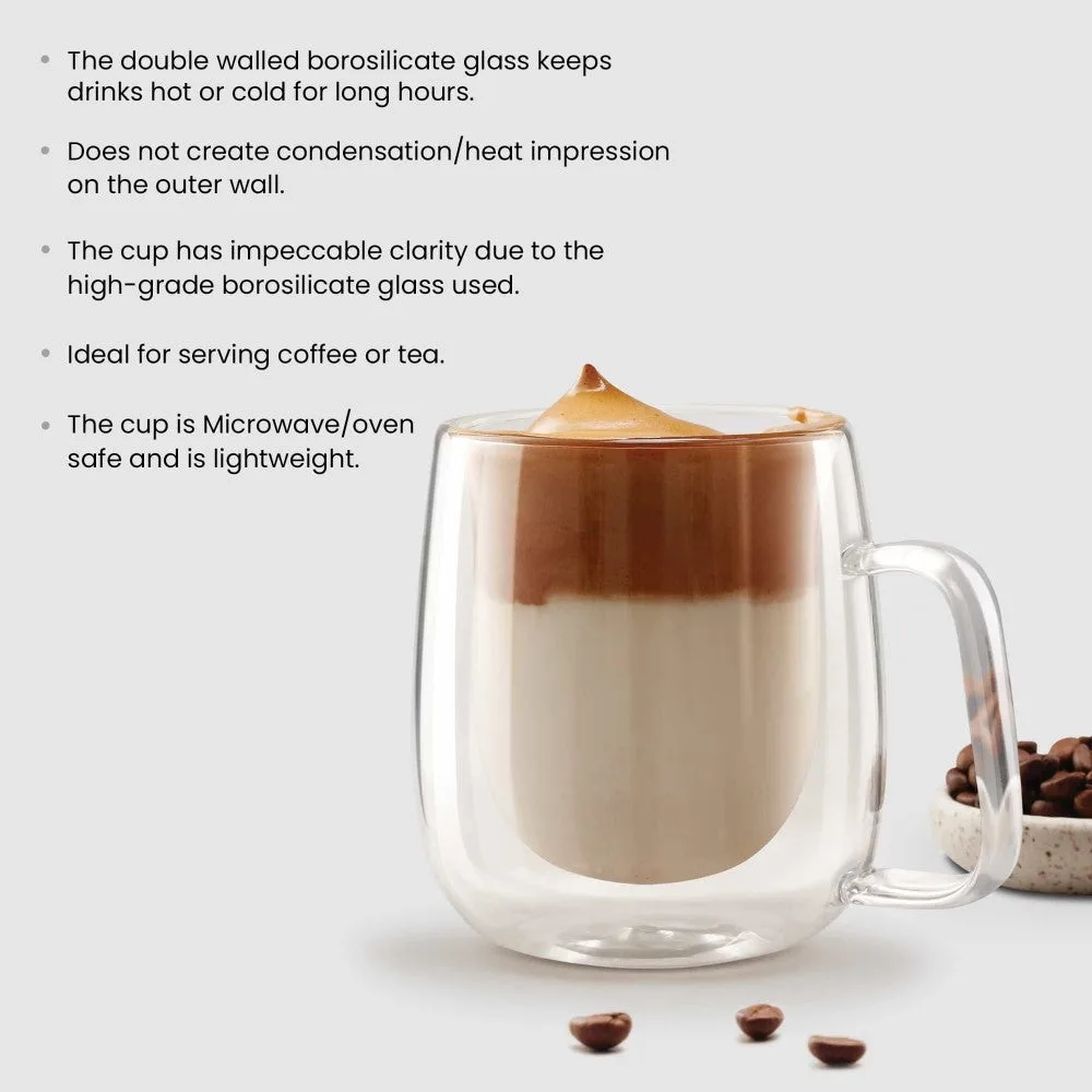 Double Wall Tea/Coffee Glass Mug (Treo by Milton) - Image 2