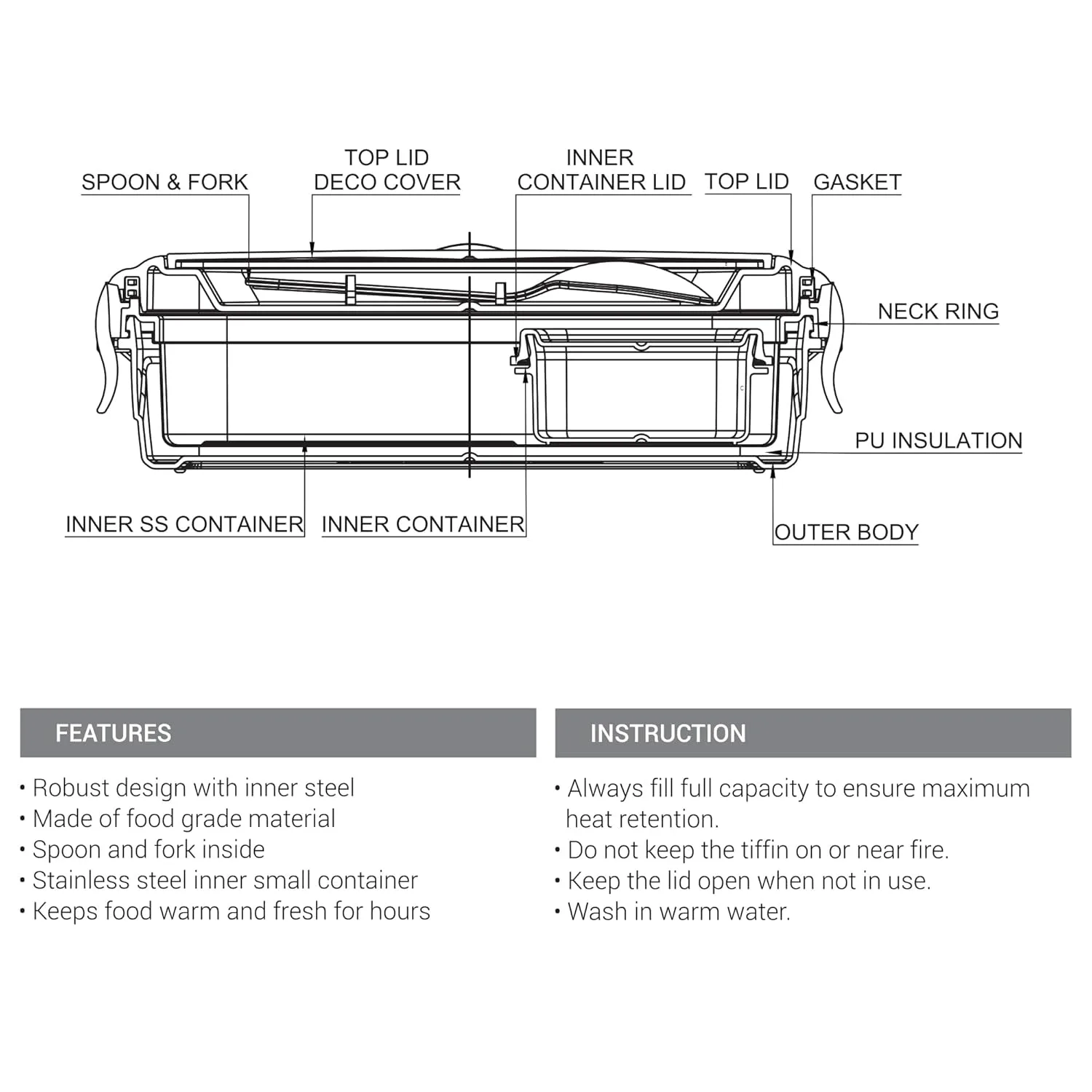 Flavour Inner Stainless Steel Tiffin Box (Milton) - Image 9