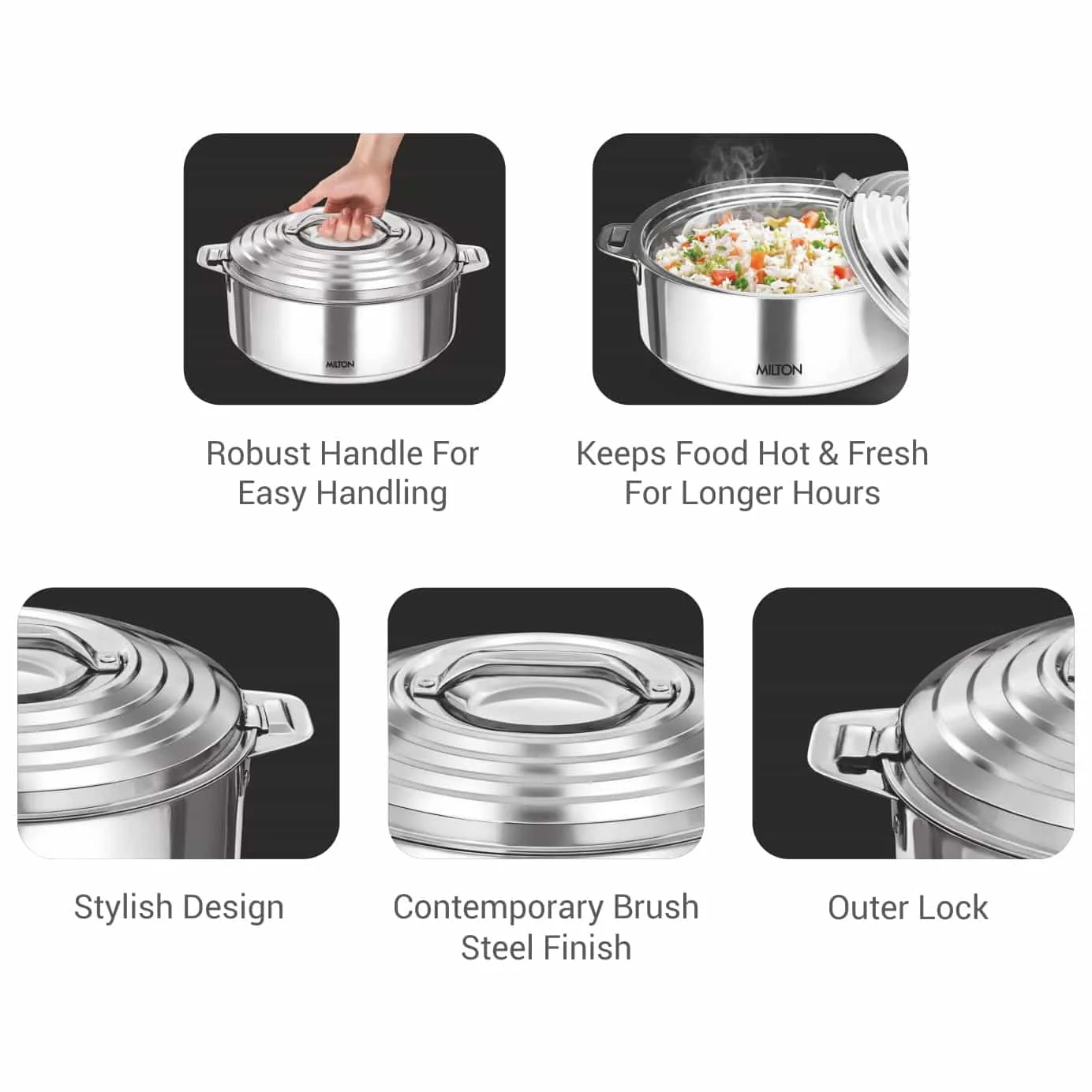 Galaxia Stainless Steel Casserole (Milton) - Image 7
