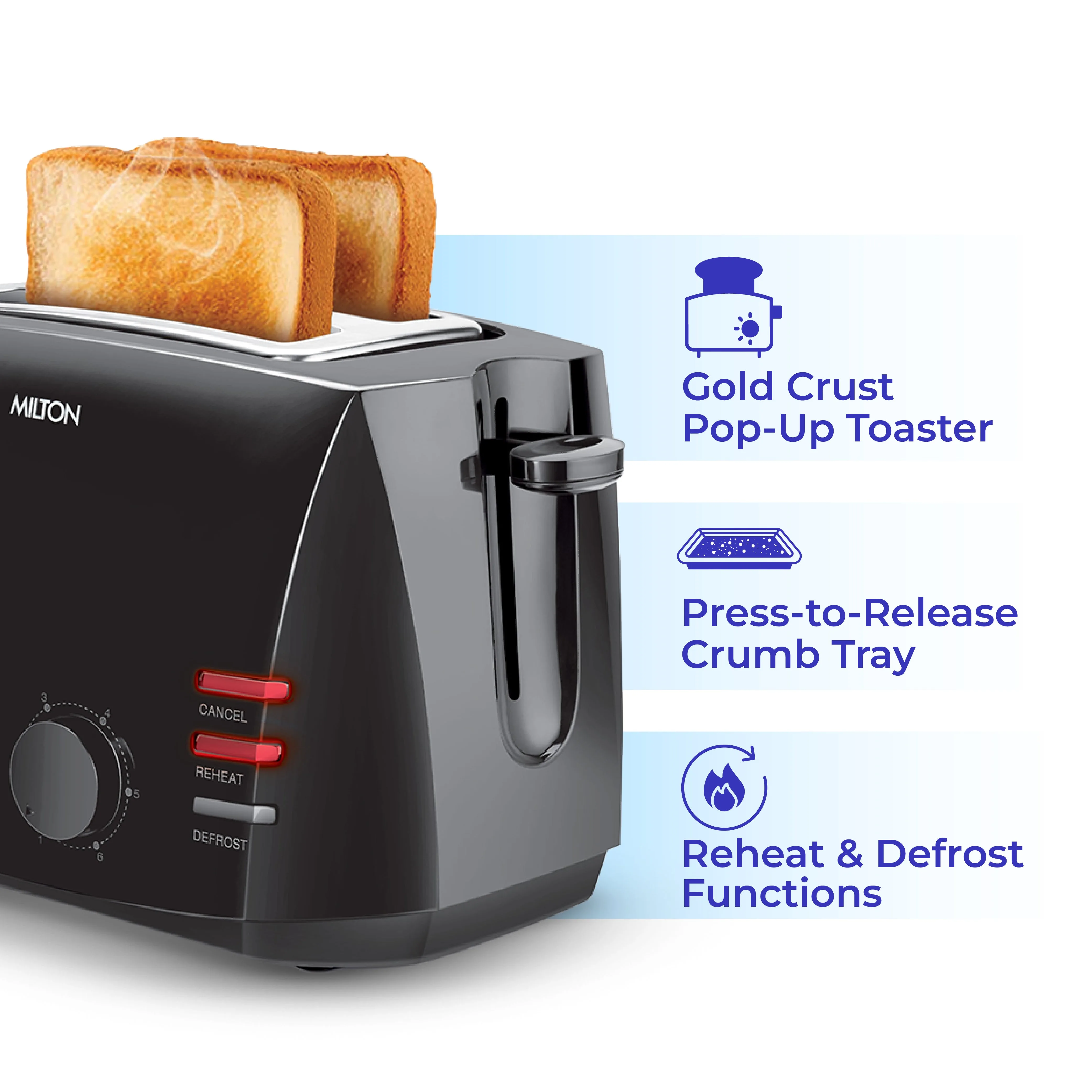 Gold Crust 2-Slice Pop Up Toaster (Milton Appliances) - Image 7