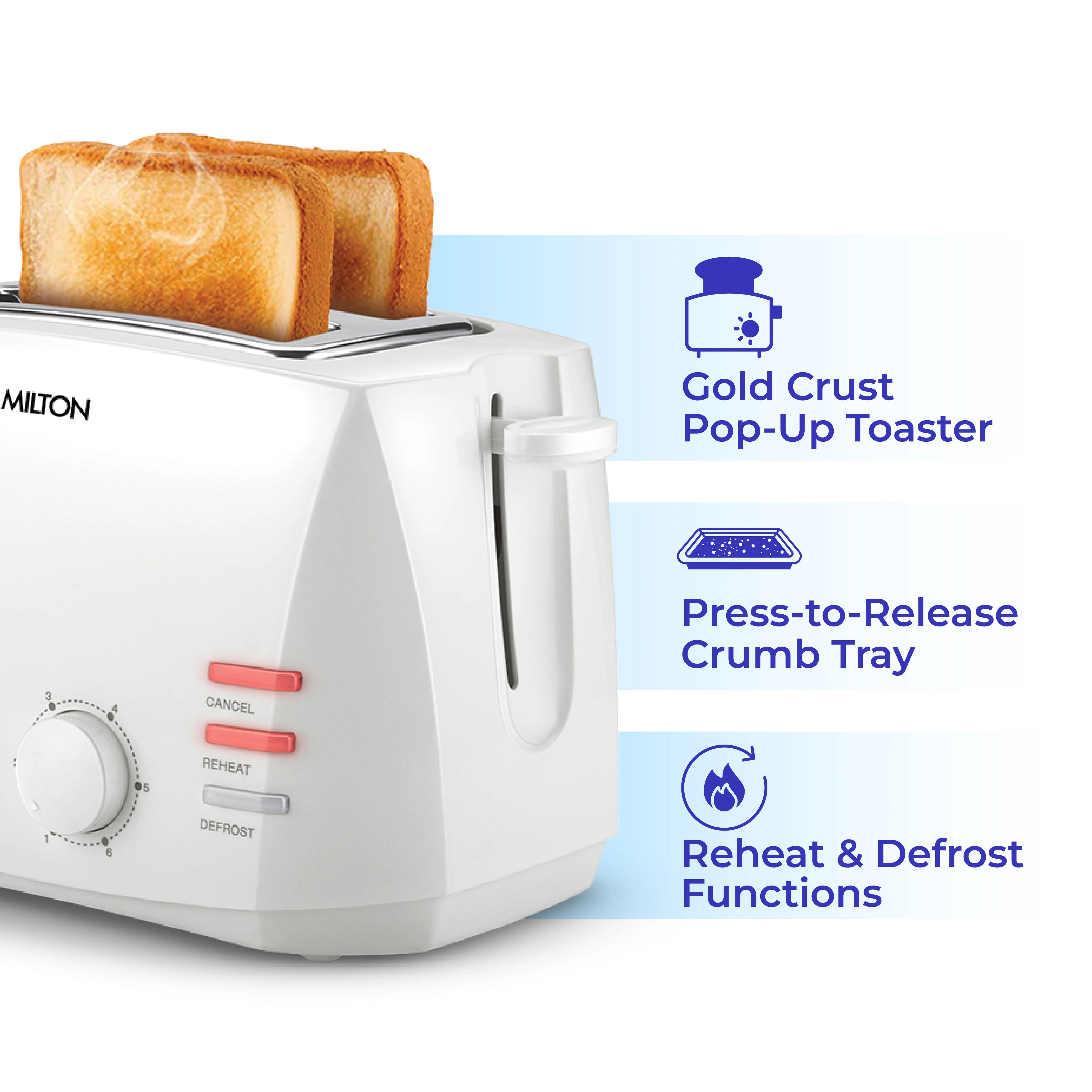 Gold Crust 2-Slice Pop Up Toaster (Milton Appliances) - Image 9