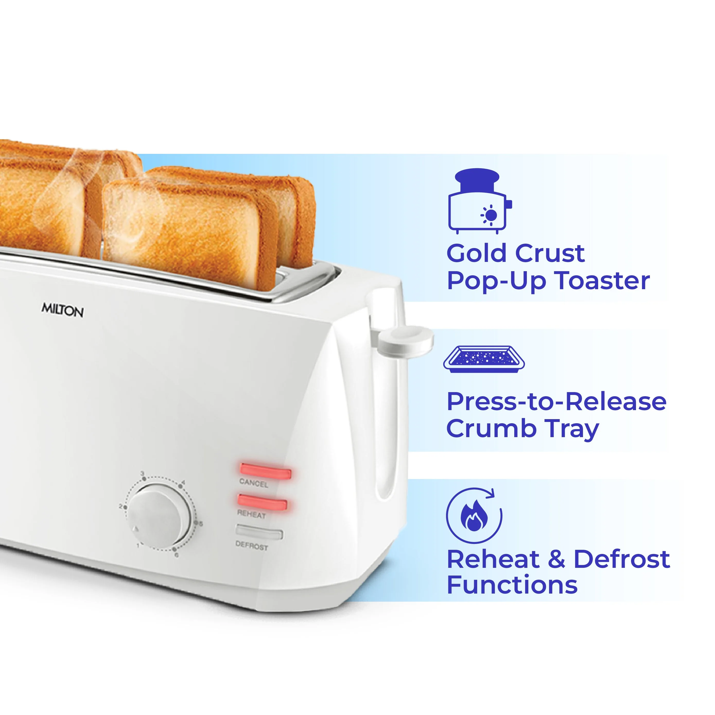 Gold Crust 4-Slice Pop Up Toaster (Milton Appliances) - Image 10
