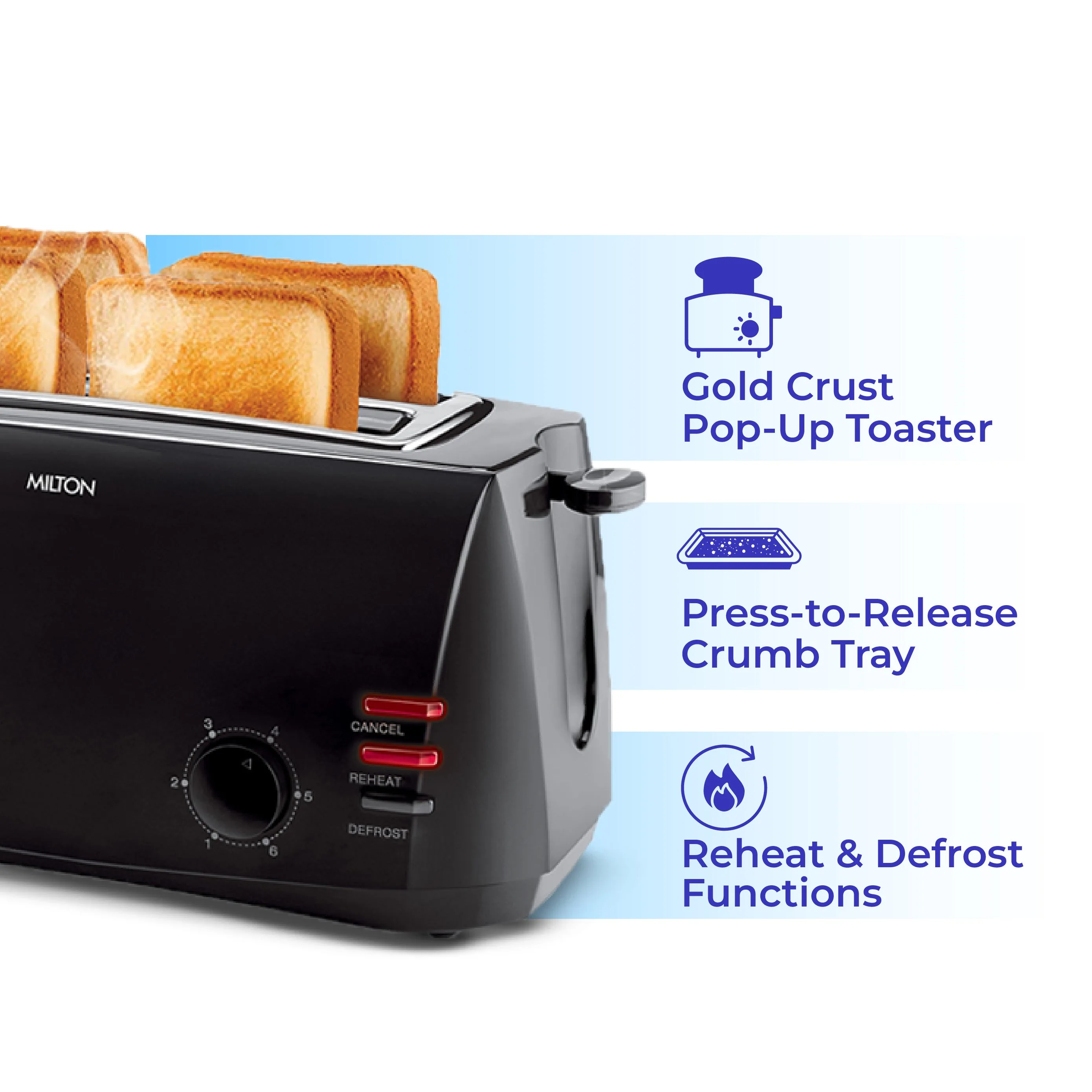 Gold Crust 4-Slice Pop Up Toaster (Milton Appliances) - Image 5