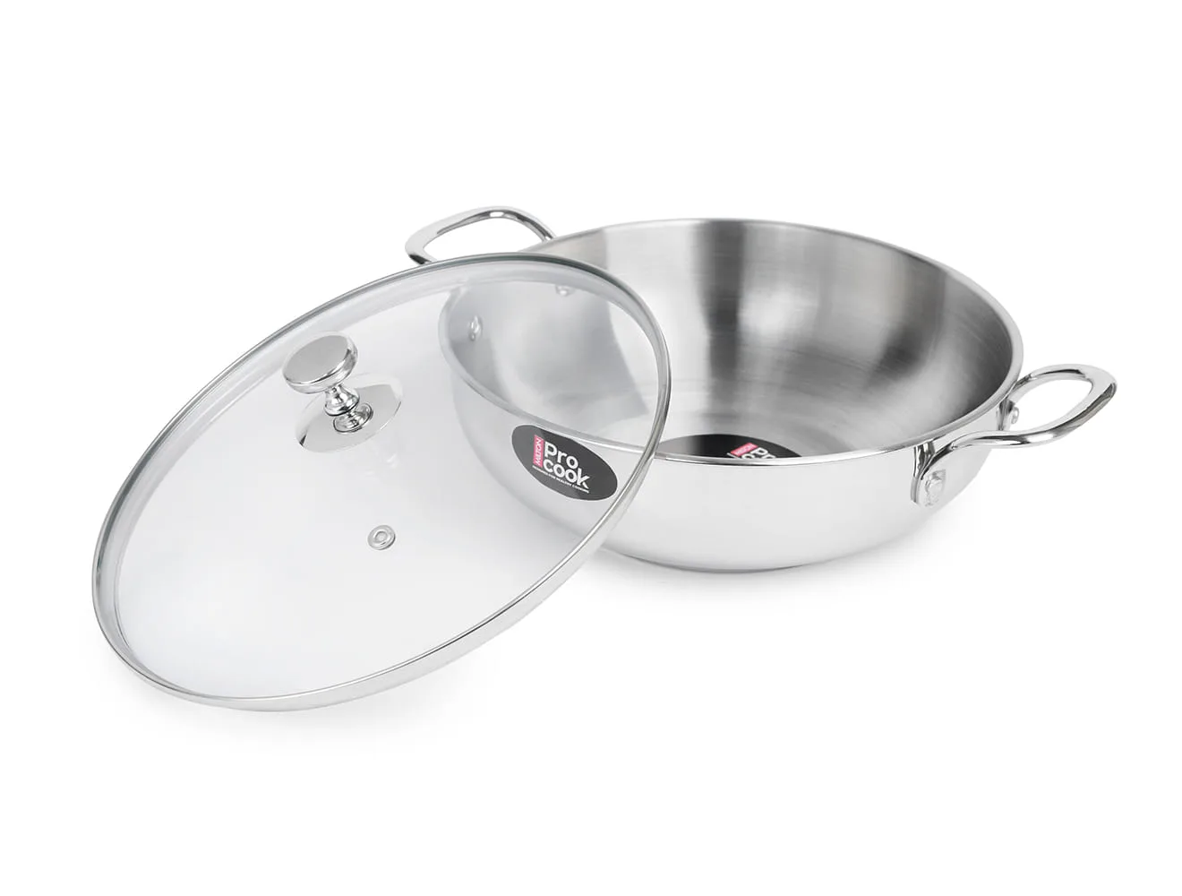 Kadhai with Glass Lid Stainless Steel Sandwich Bottom (Milton Procook) - Image 2