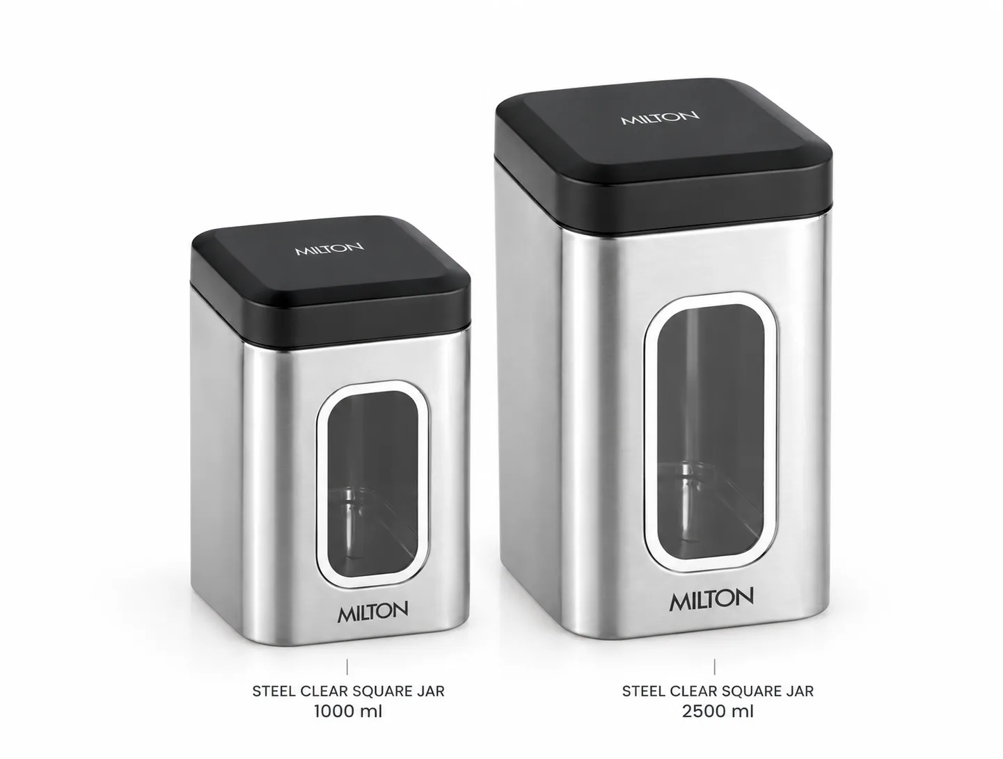 Kitchen Essential Duo (Steel Jar 1000ml & 2500ml)(Milton)