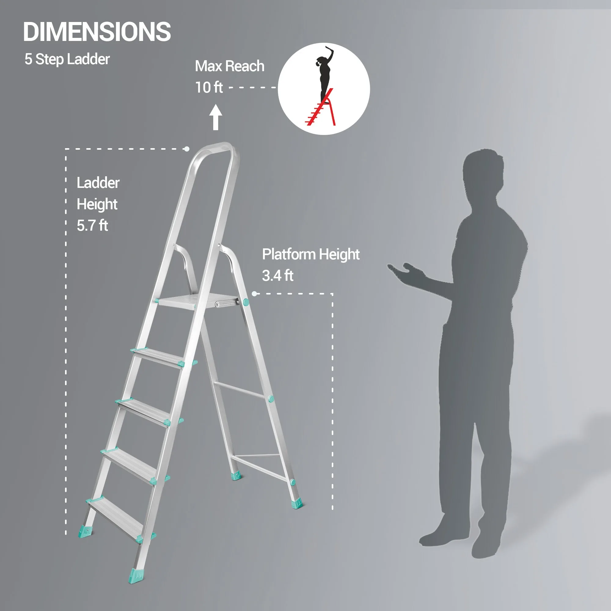 Foldable Aluminum Ladder (Milton) - Image 8