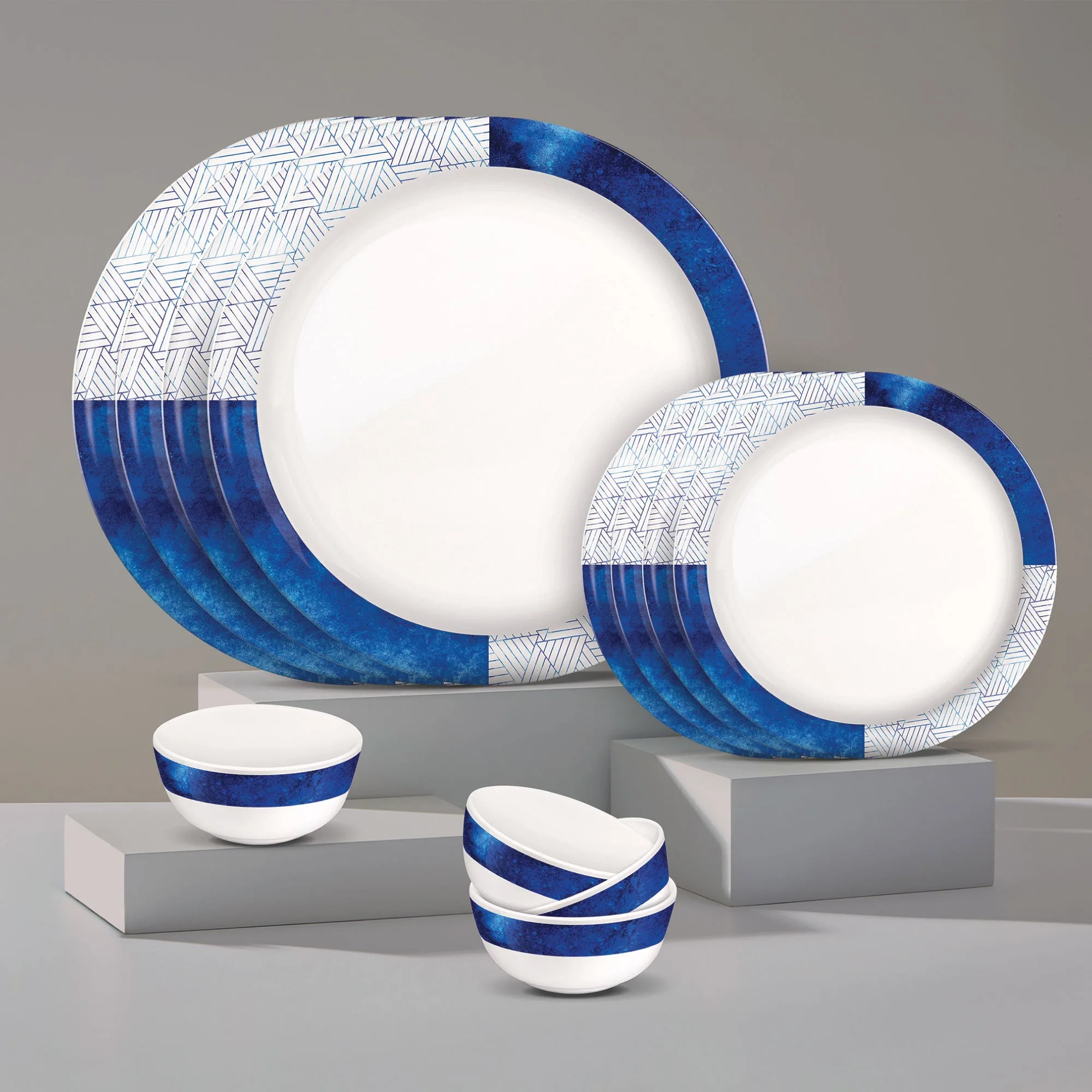 Lissome Dinner Set - Blue Geometry (Melamine) - Image 1