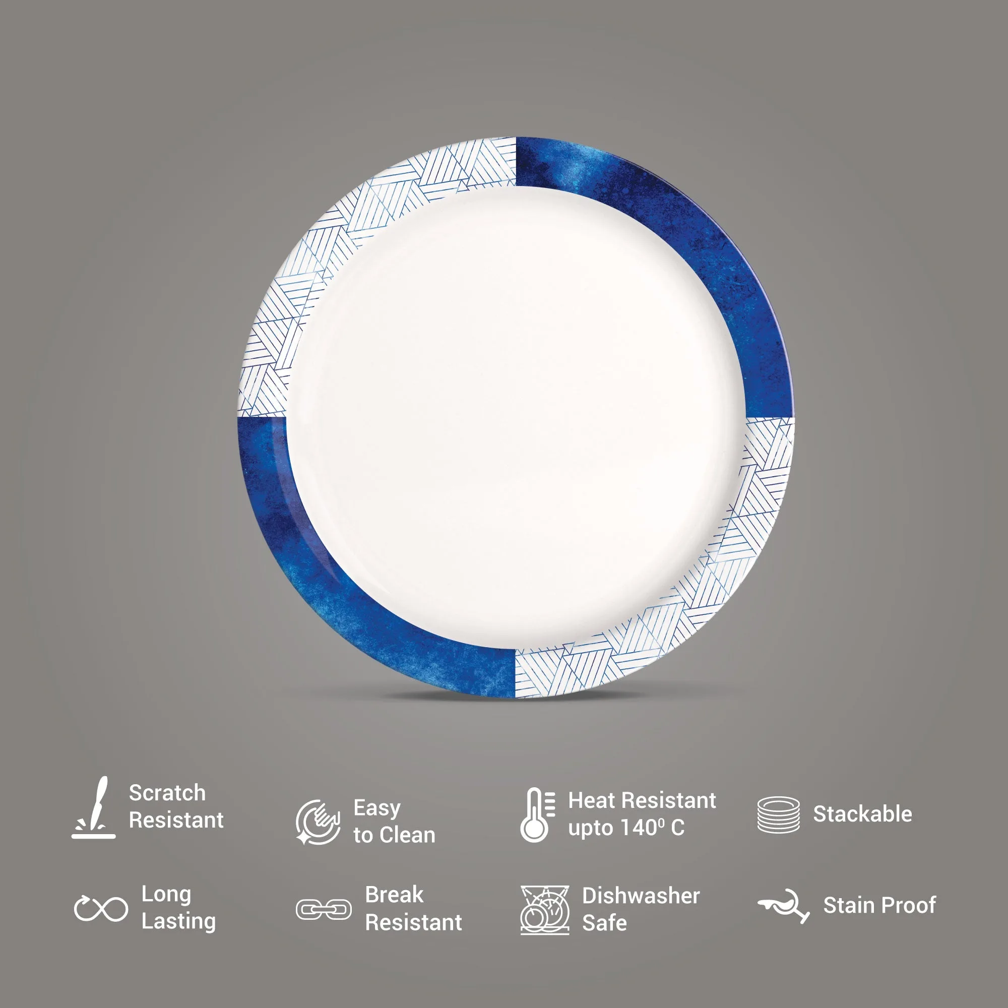 Lissome Dinner Set - Blue Geometry (Melamine) - Image 2