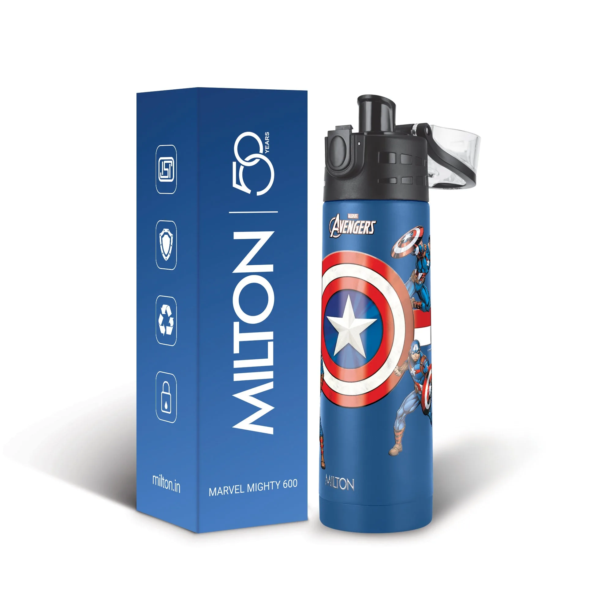 Marvel Mighty Captain America Thermosteel Bottle (Milton) - Image 1