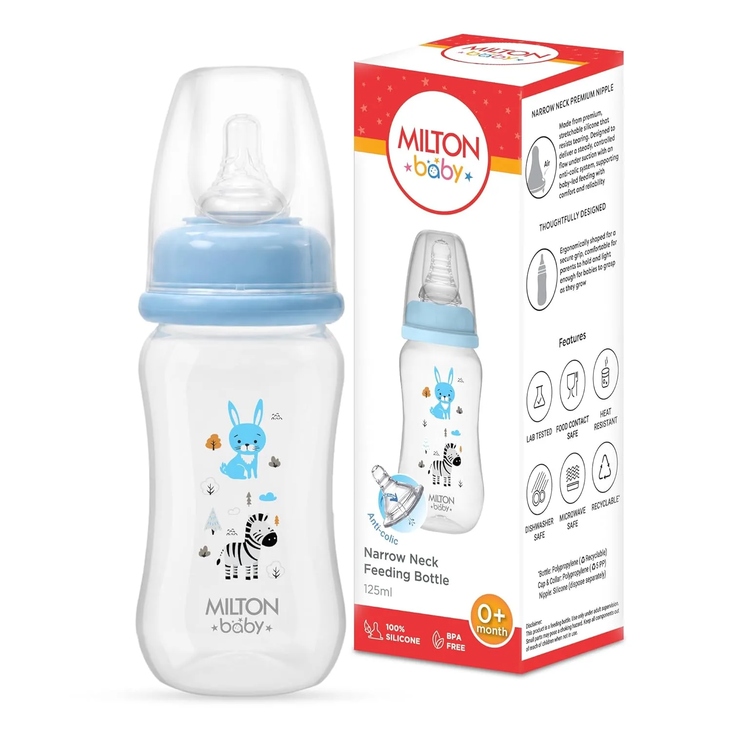Narrow Neck Feeding Bottle for Baby (Milton) - Image 3