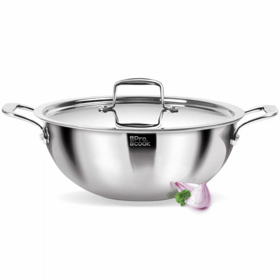 Personalized Deep Kadhai With Lid SS Triply (Milton Procook)