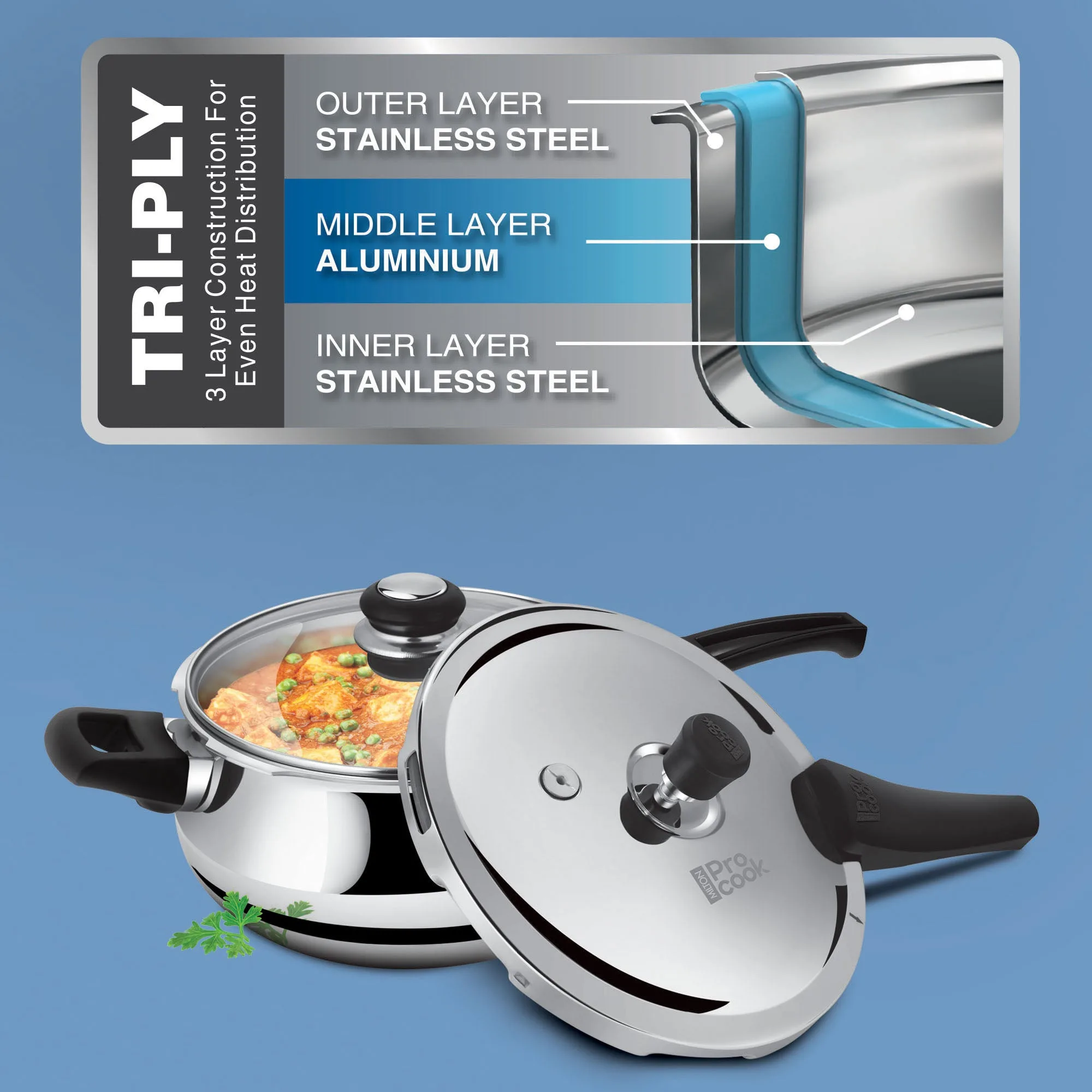 Personalized Pressure Cooker Outer Lid Curve Triply (Milton Procook) - Image 4