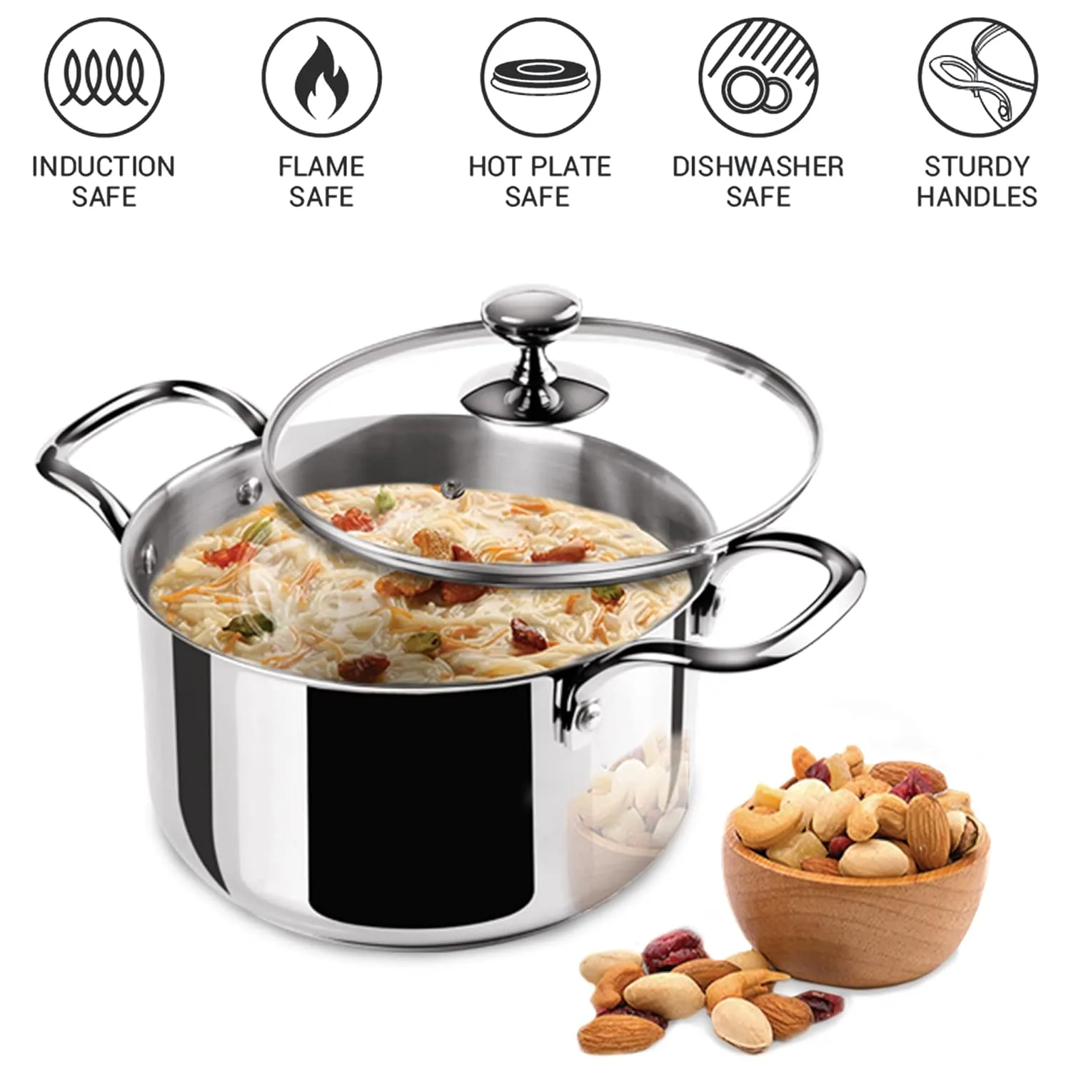 Personalized Tri Ply Stainless Steel Casserole With Lid Sandwich Bottom (Milton Procook) - Image 2